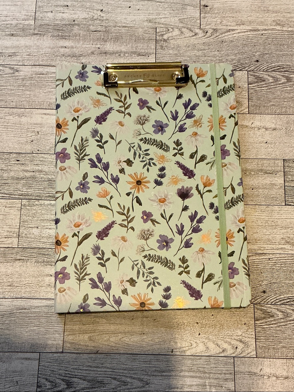 Archer & Olive Floral Clipboard Folder with Elastic - Mint Green